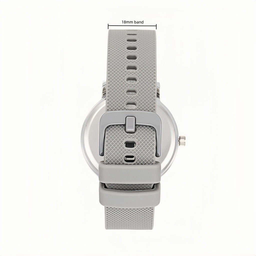 Olivia Numbers Silicone Watch in Silver with Grey silicone band, 38mm