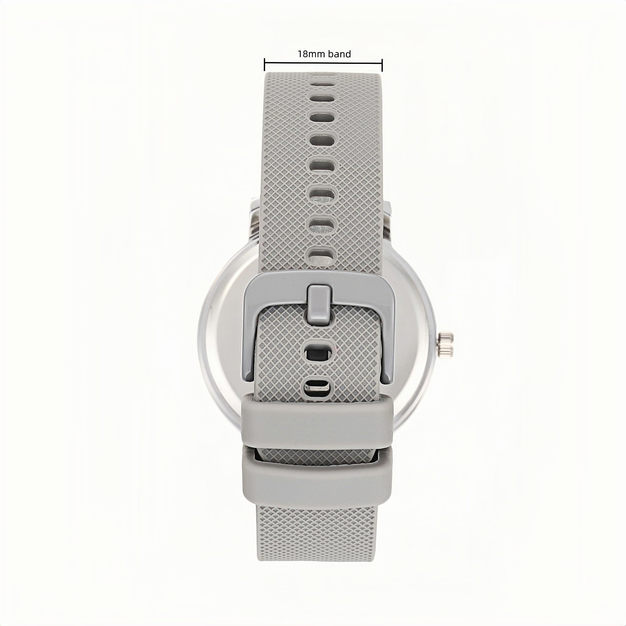 Olivia Numbers Silicone Watch in Silver with Grey silicone band, 38mm
