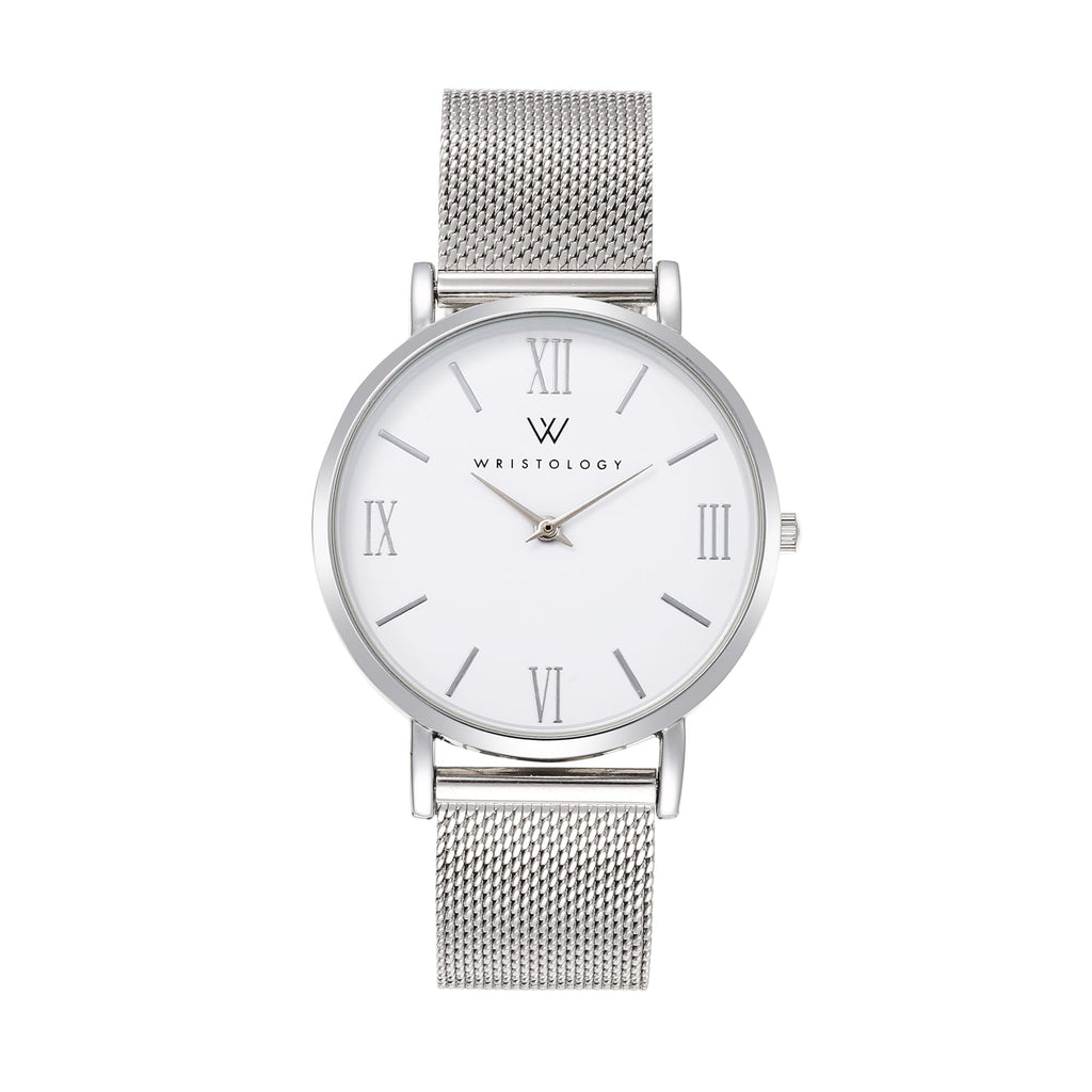 Stella Mesh Watch in Silver with Silver metal mesh band, 38mm