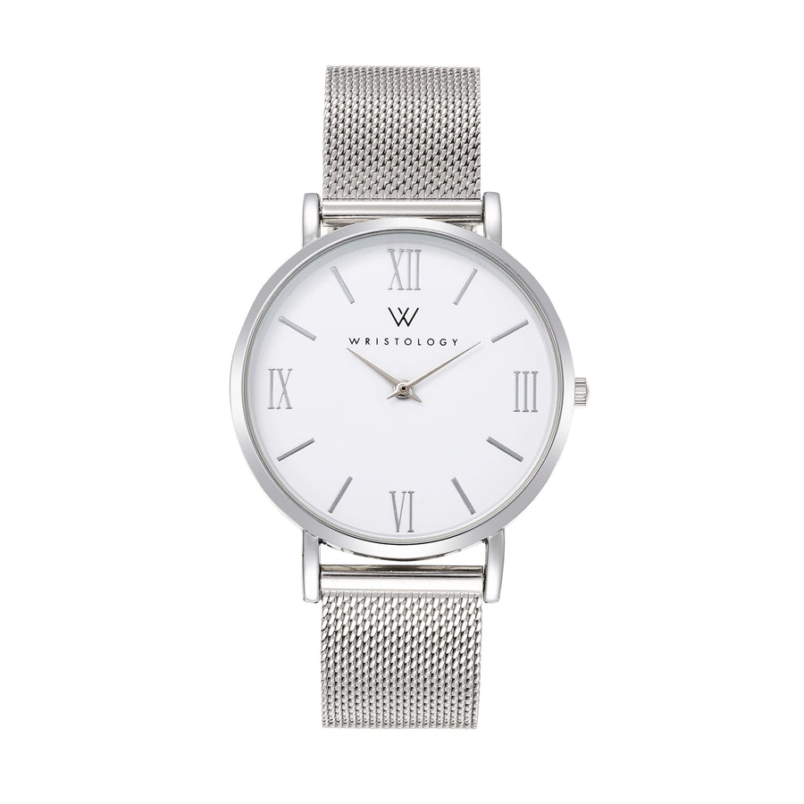 Stella Mesh Watch in Silver with Silver metal mesh band, 38mm