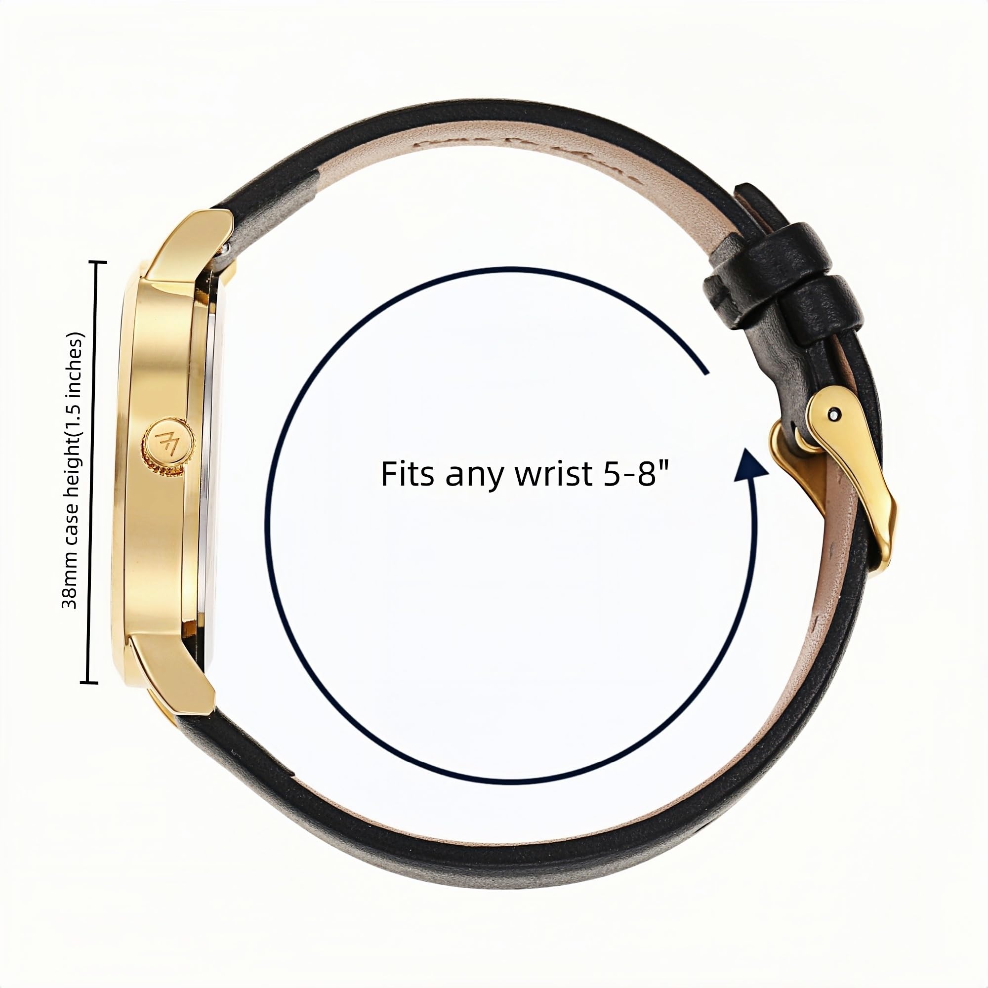 Olivia Numbers Leather Watch in Gold with Black leather band, 38mm