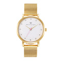 Olivia Crystal Watch in Gold with Gold metal mesh band, 38mm