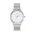 Olivia Crystal Watch in Silver with Silver metal mesh band, 38mm