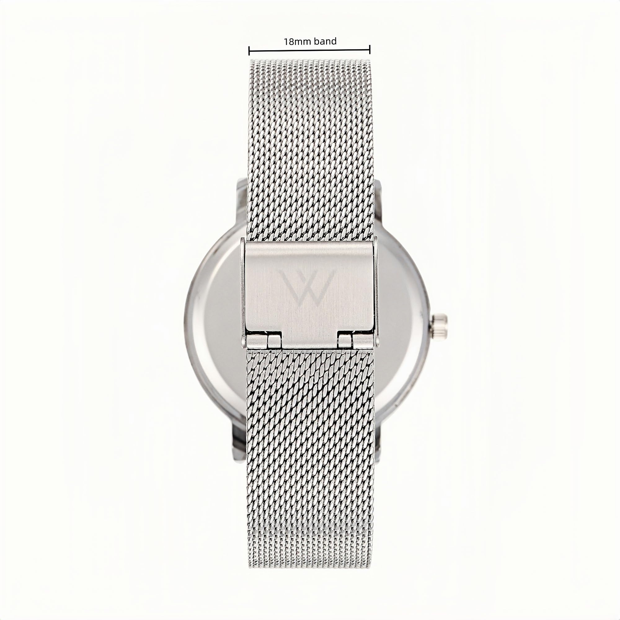 Olivia Numbers Metal Mesh Watch in Silver with Silver metal mesh band, 38mm