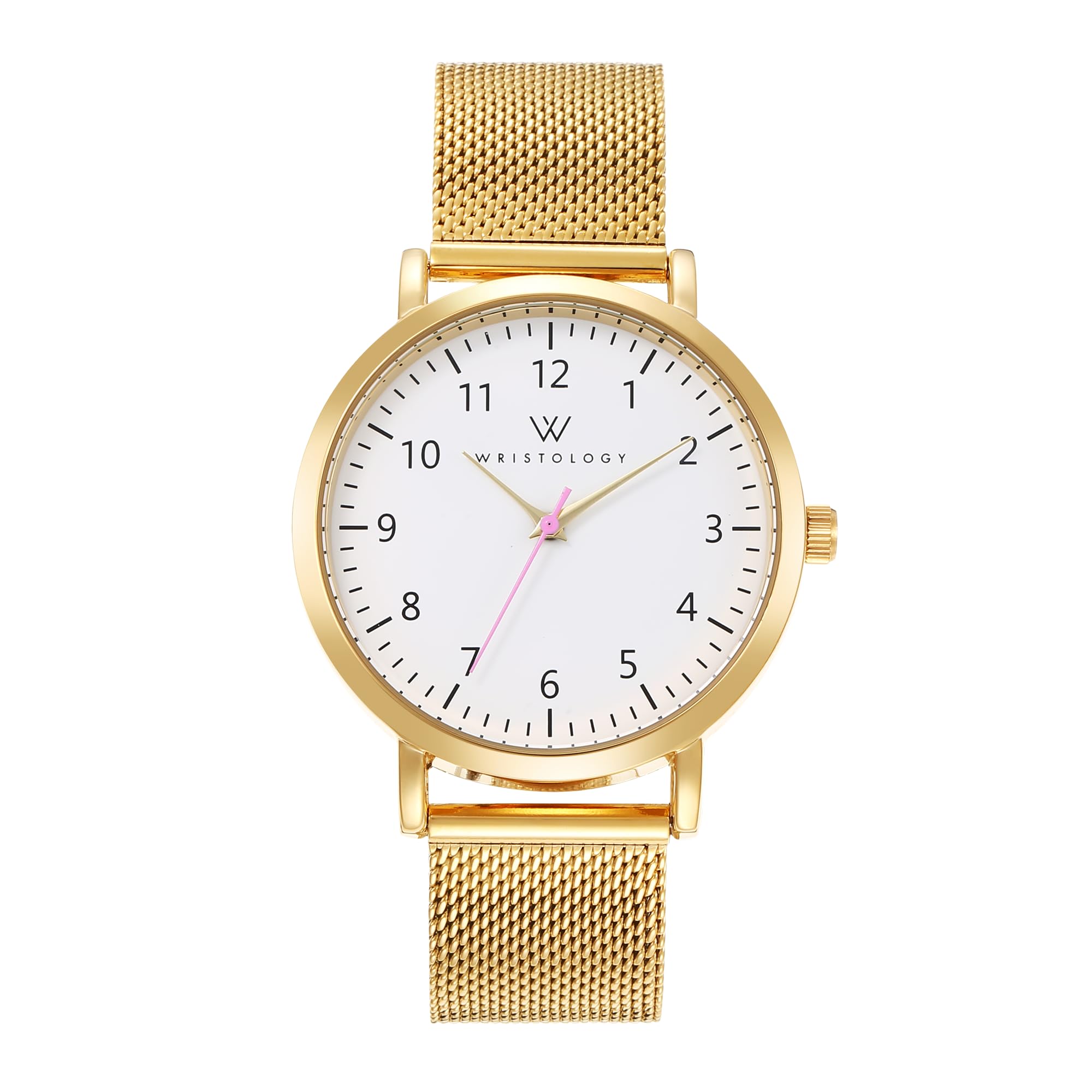 Olivia Numbers Metal Mesh Watch in Gold with Gold metal mesh band, 38mm
