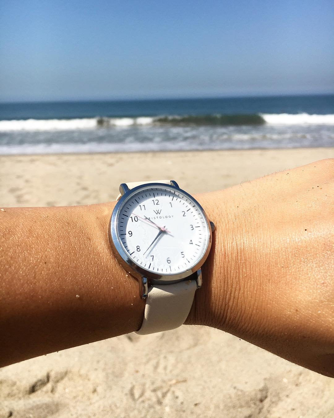 Olivia Leather Watch - Maxi (38mm) / Silver / Beige
