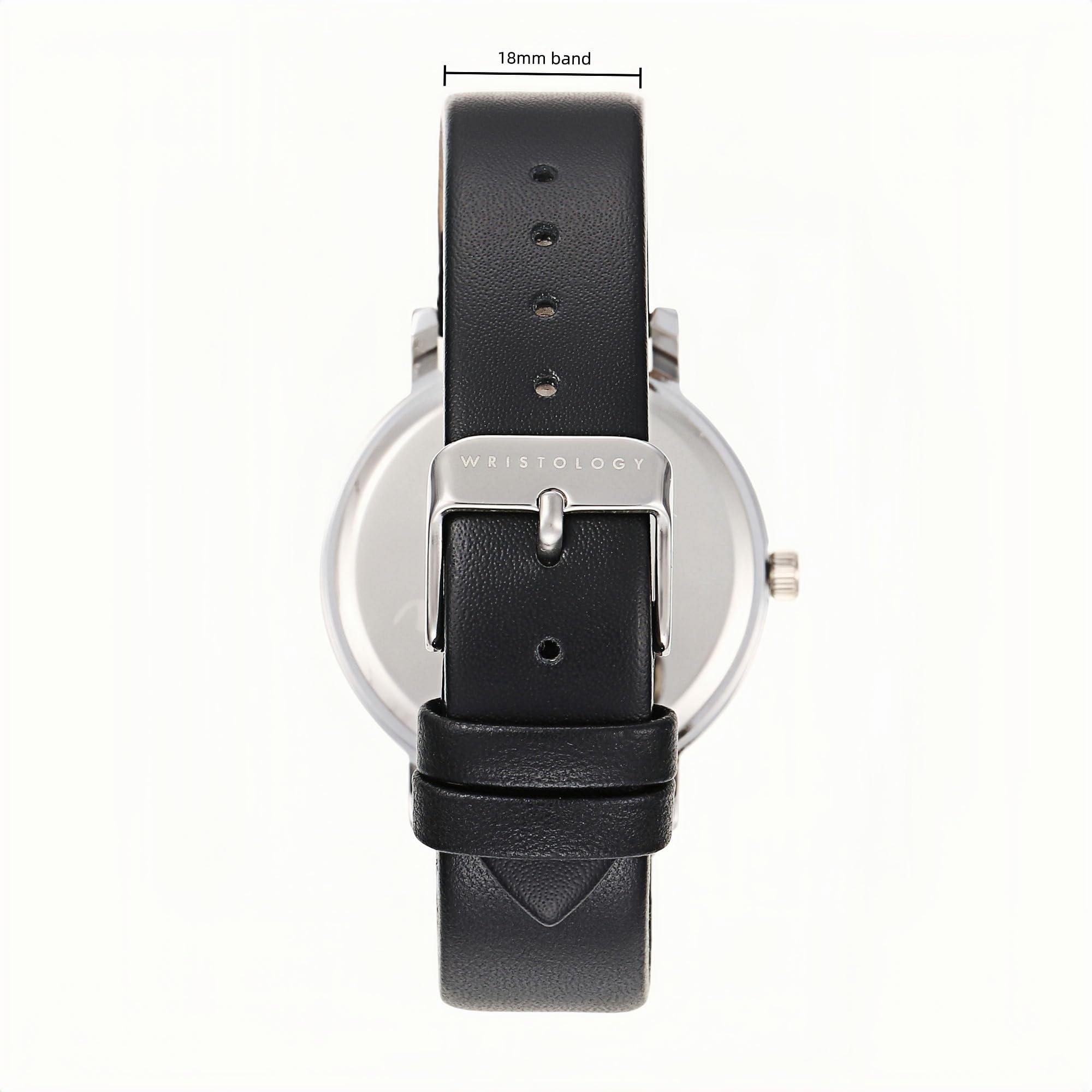 Olivia Numbers Leather Watch in Silver with Black leather band, 38mm