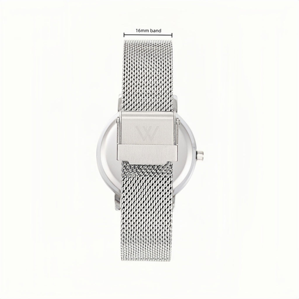 Olivia Numbers Metal Mesh Watch in Silver with Silver metal mesh band, 34mm