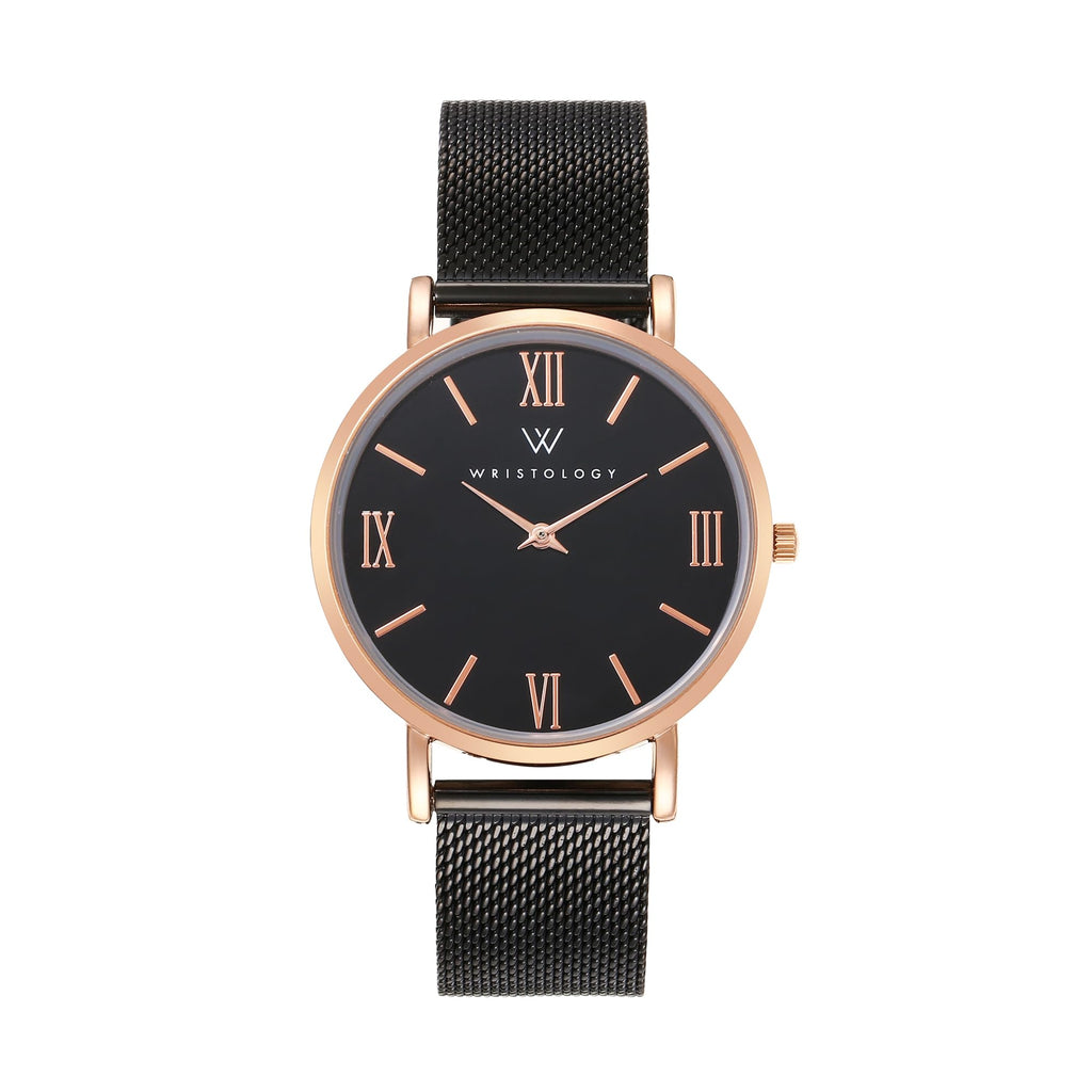 Stella Mesh Watch in Black with Black metal mesh band, 38mm