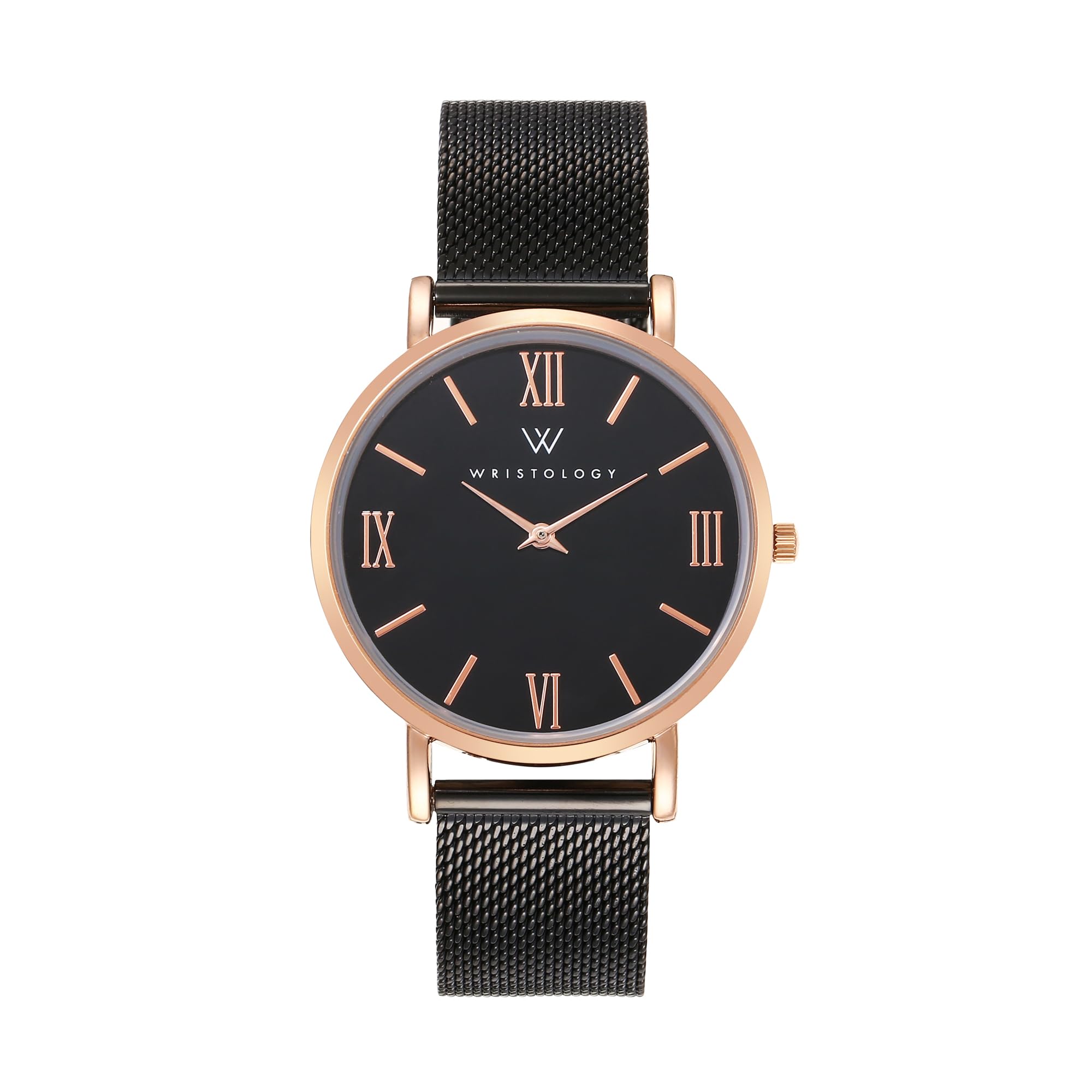 Stella Mesh Watch in Black with Black metal mesh band, 38mm