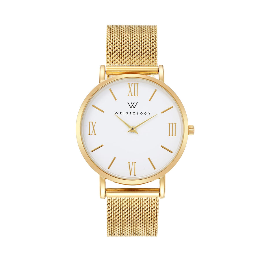 Stella Mesh Watch in Gold with Gold metal mesh band, 38mm