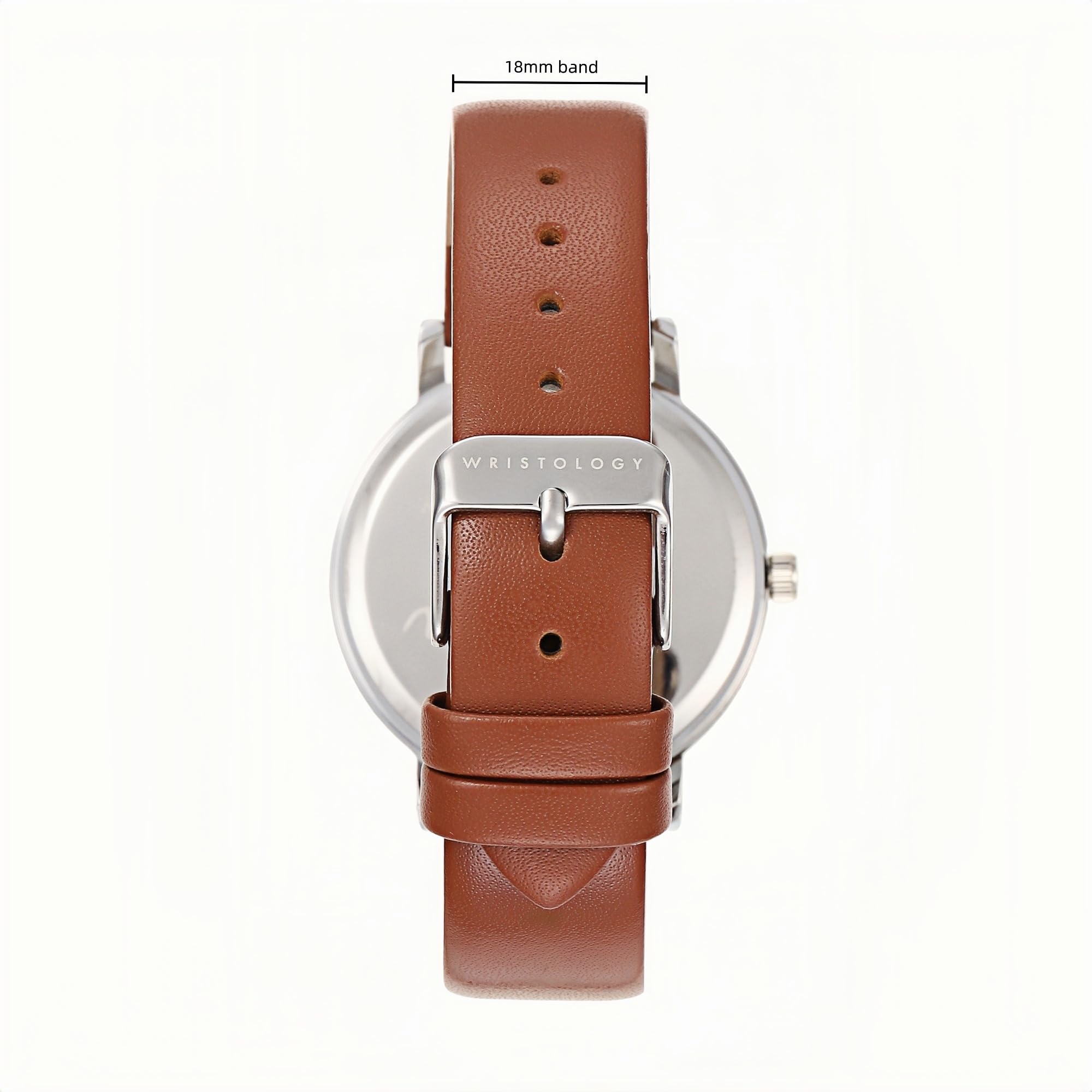 Olivia Numbers Leather Watch in Silver with Brown leather band, 38mm