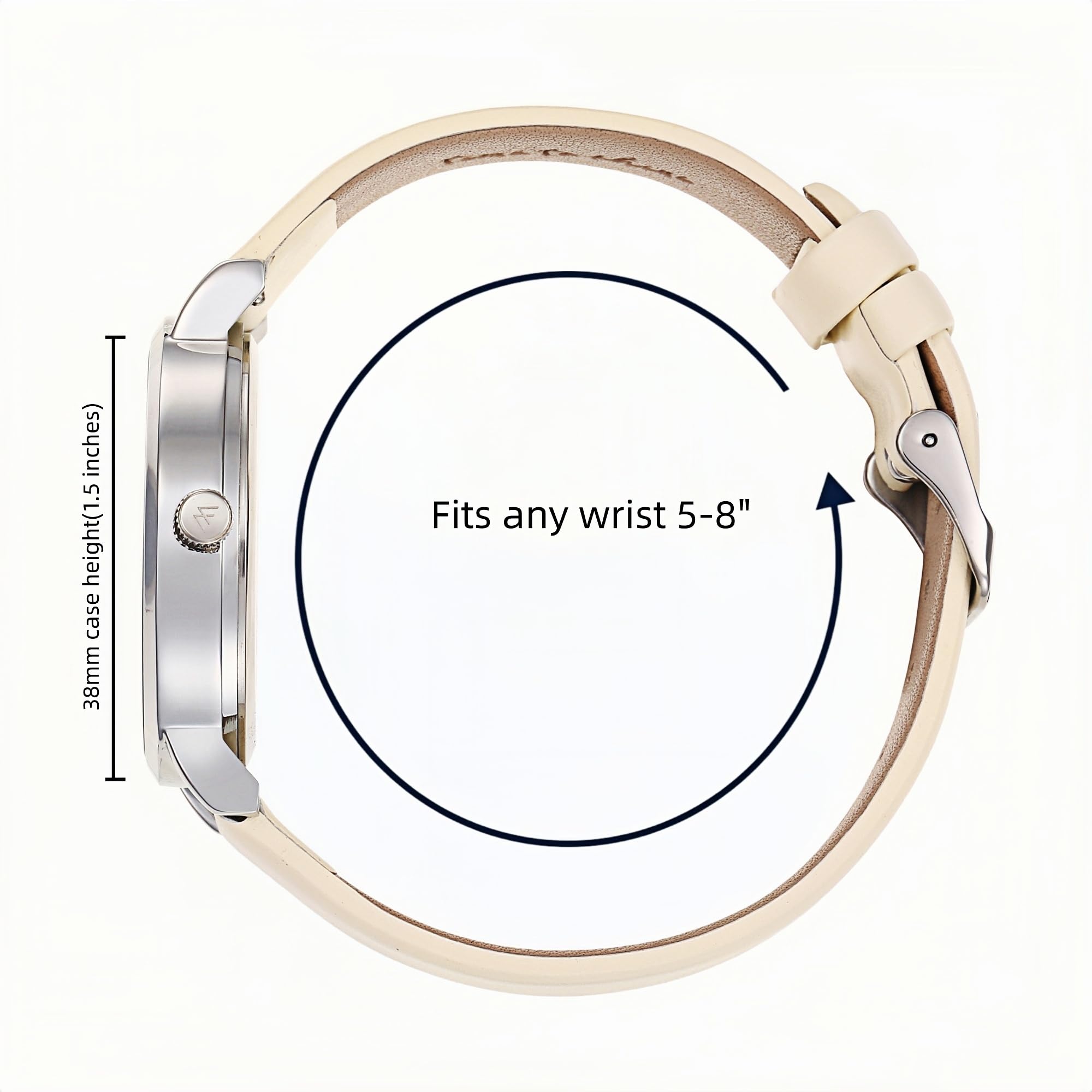 Olivia Leather Watch - Maxi (38mm) / Silver / Beige