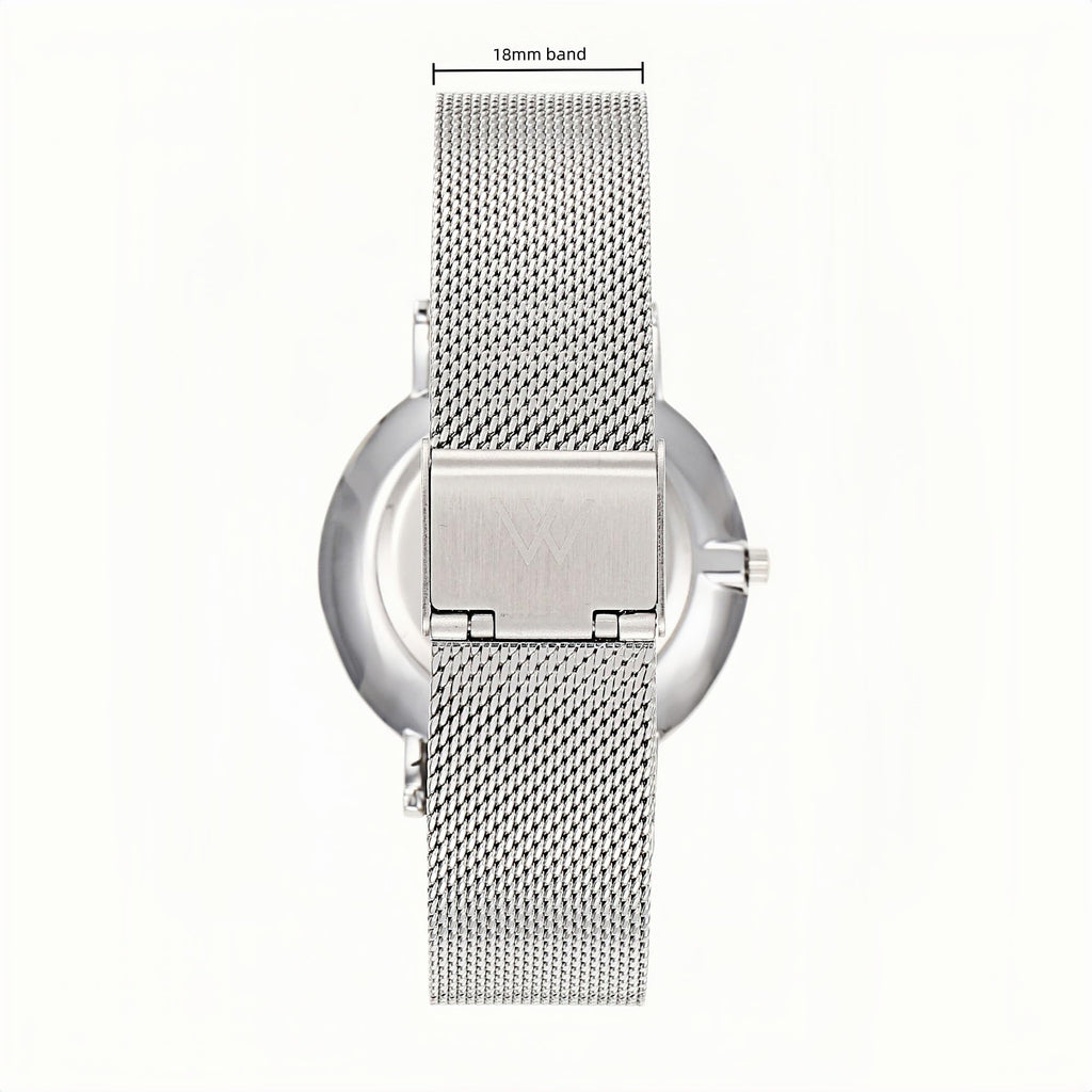 Stella Mesh Watch in Silver with Silver metal mesh band, 38mm