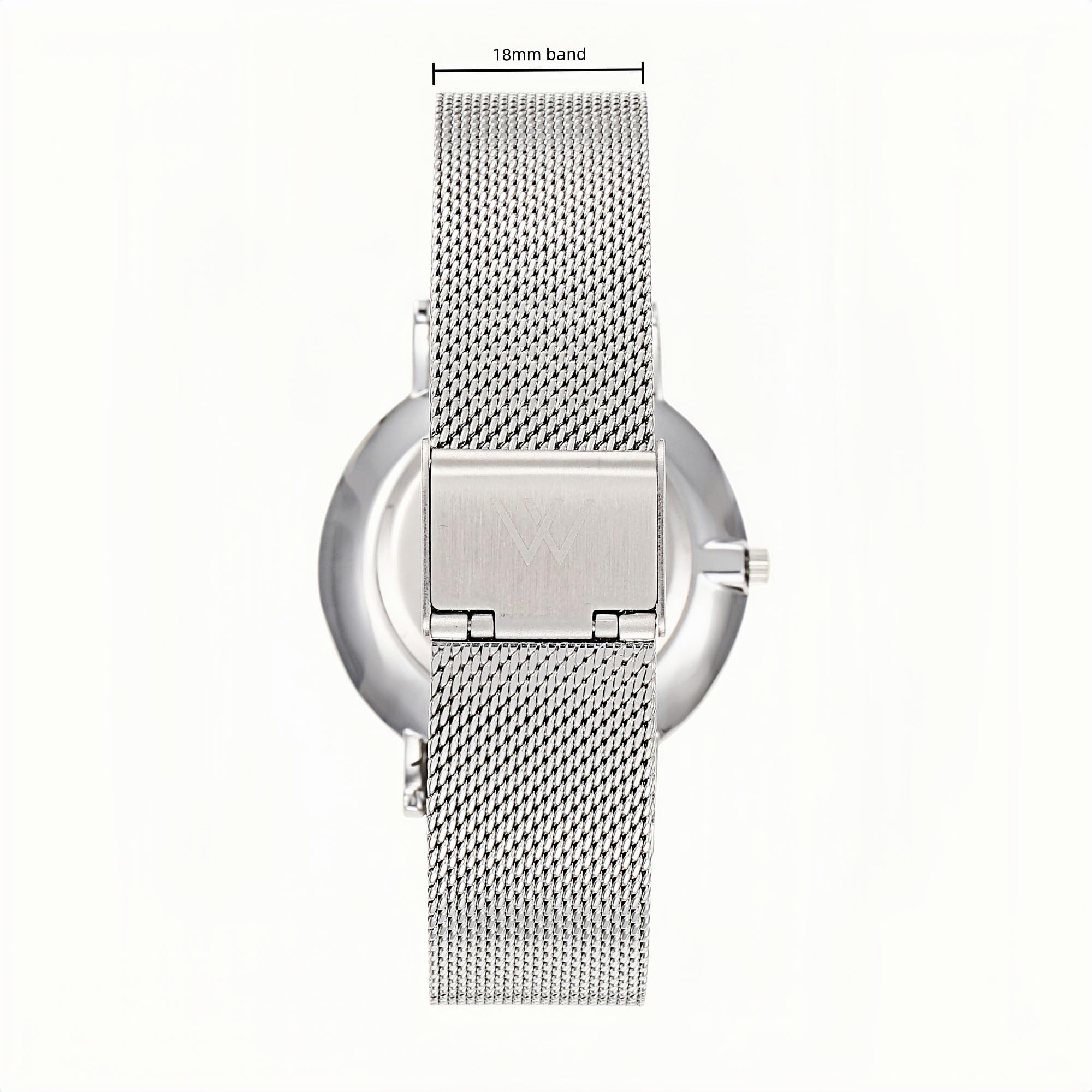 Stella Mesh Watch in Silver with Silver metal mesh band, 38mm