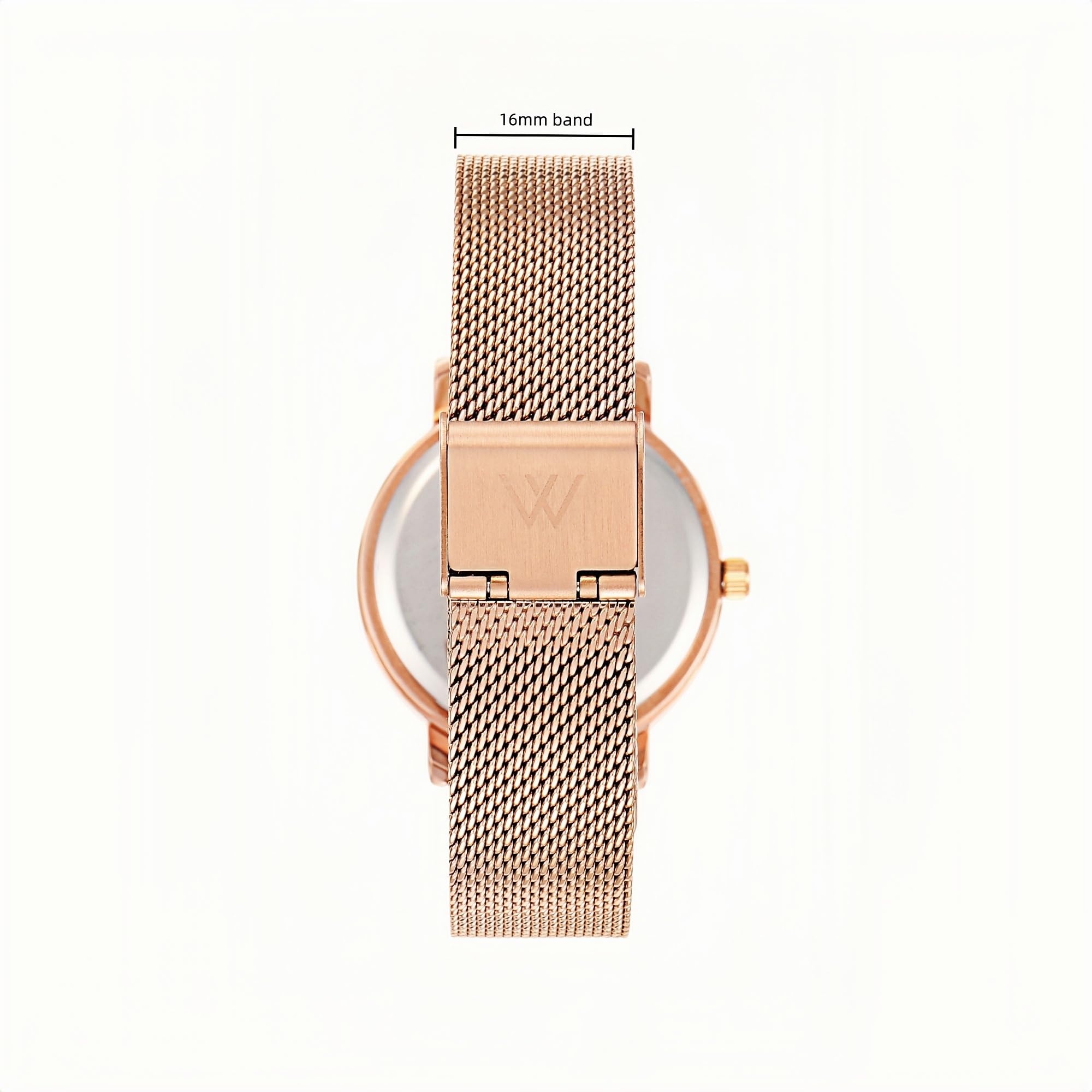 Olivia Numbers Metal Mesh Watch in Rose Gold with Rose Gold metal mesh band, 34mm