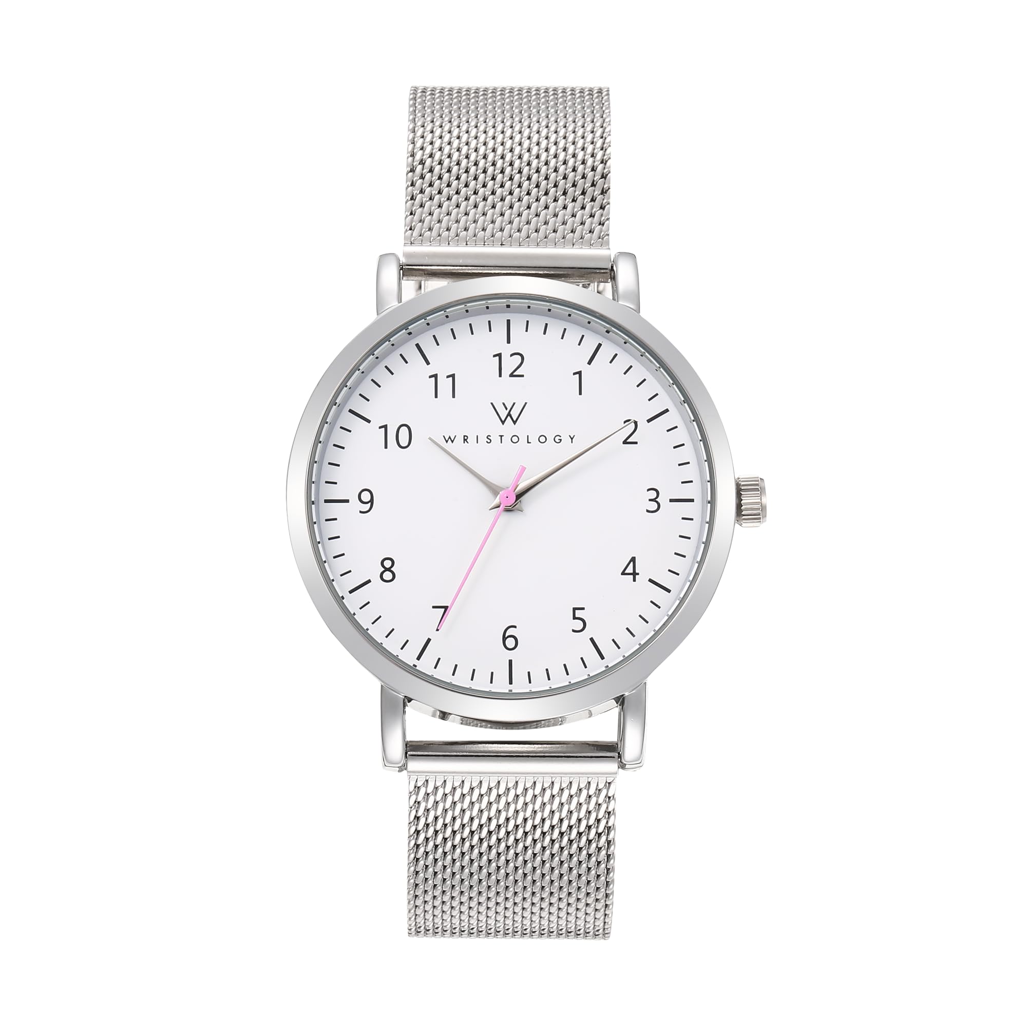 Olivia Numbers Metal Mesh Watch in Silver with Silver metal mesh band, 38mm