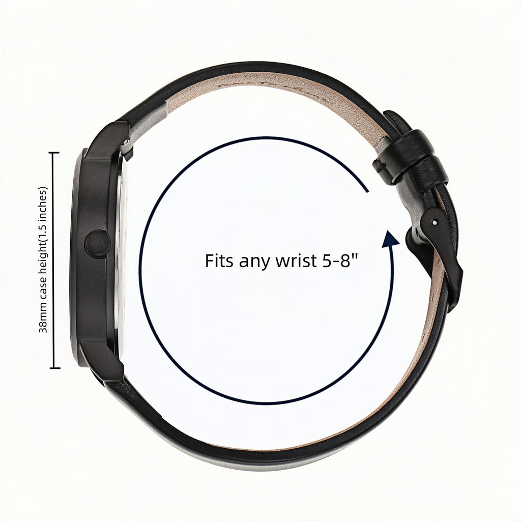 Olivia Numbers Leather Watch in Black with Black leather band, 38mm
