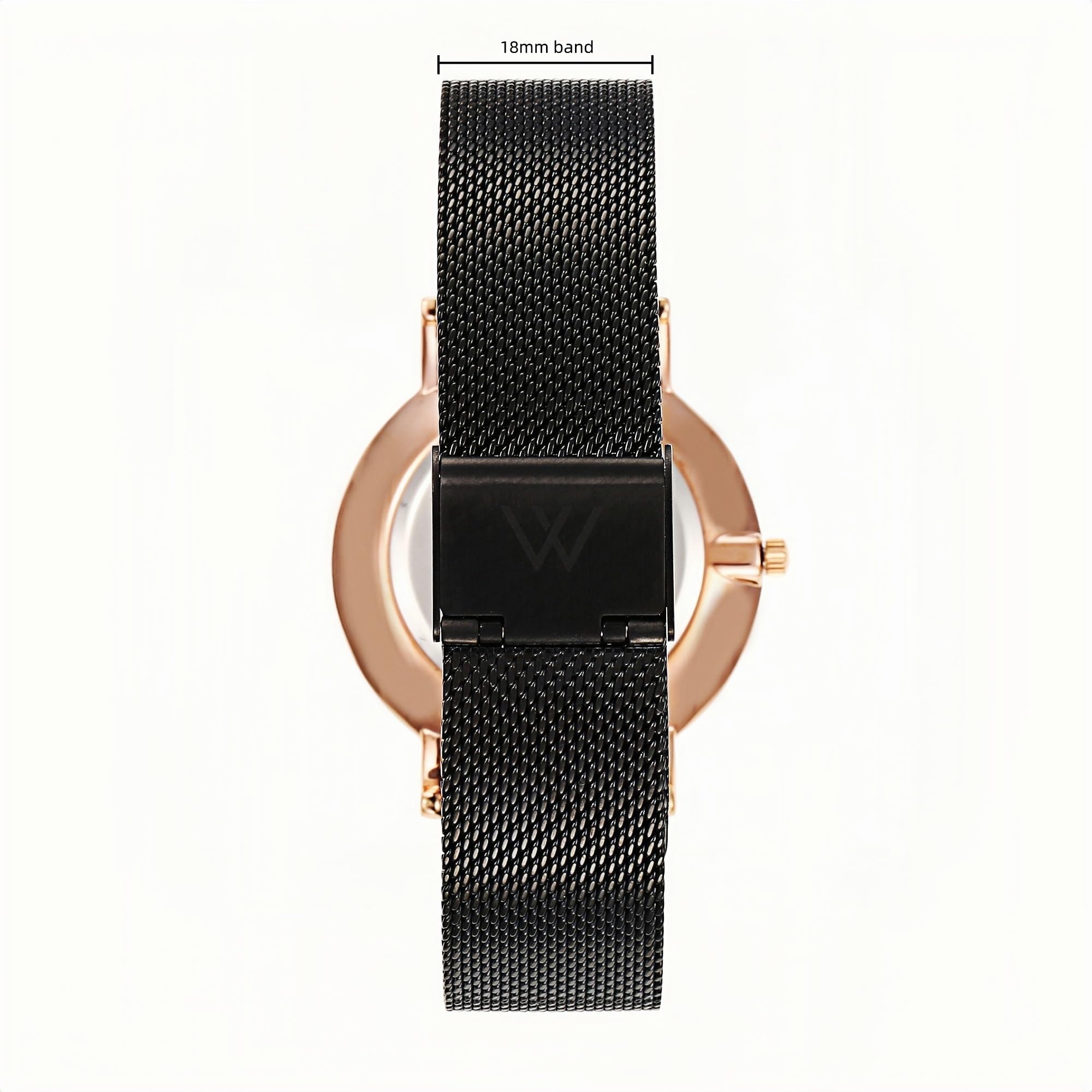 Stella Mesh Watch in Black with Black metal mesh band, 38mm