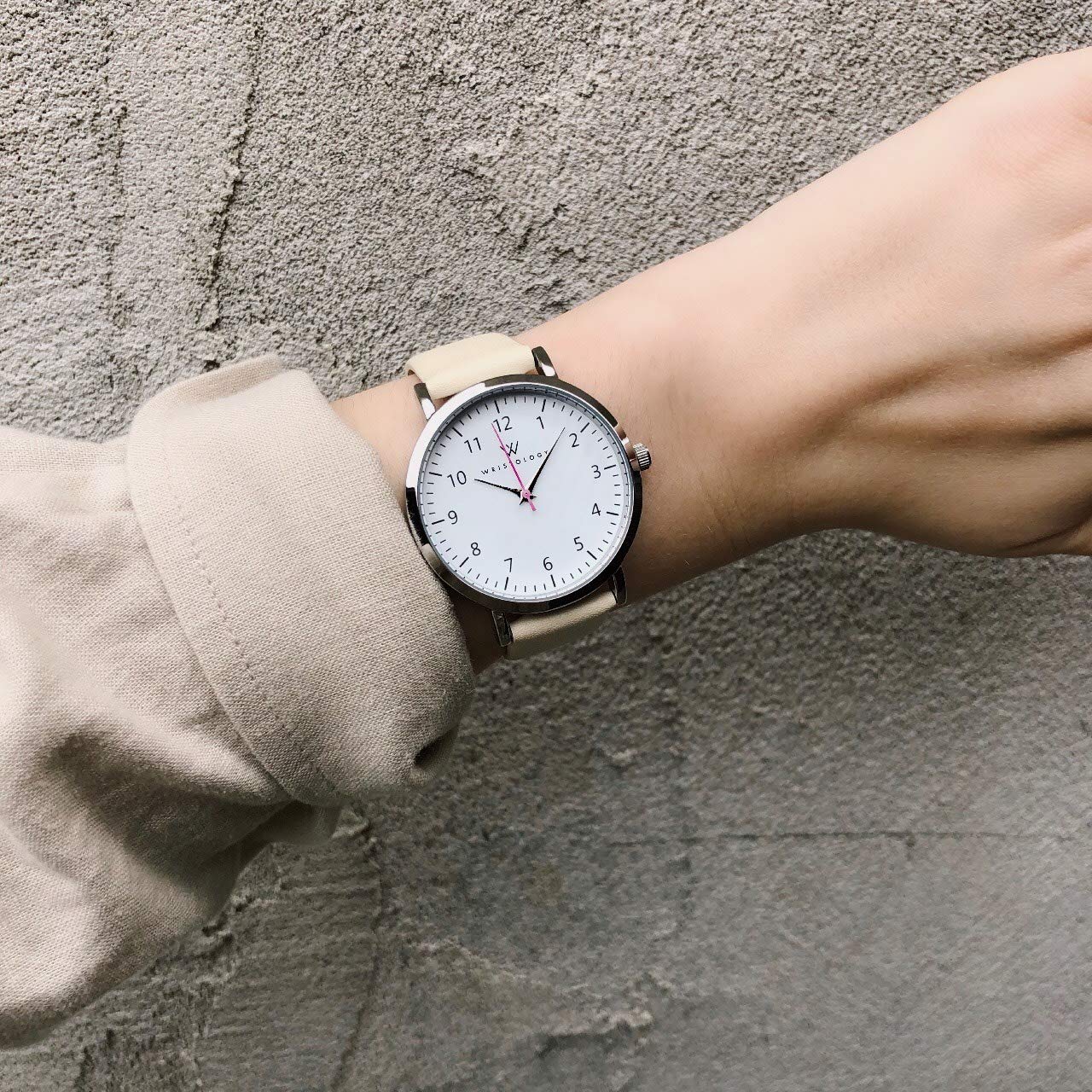 Olivia Leather Watch - Maxi (38mm) / Silver / Beige