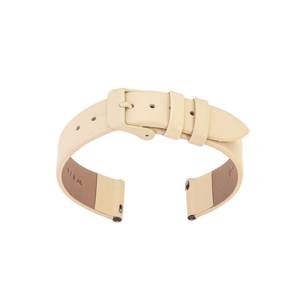 16mm Beige Leather Watch Band