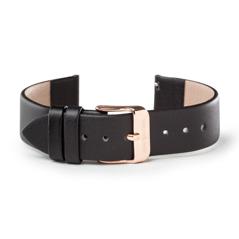 Black Leather Band with Rose Gold buckle