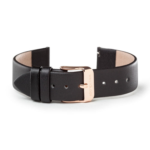 Black Leather Band with Rose Gold buckle
