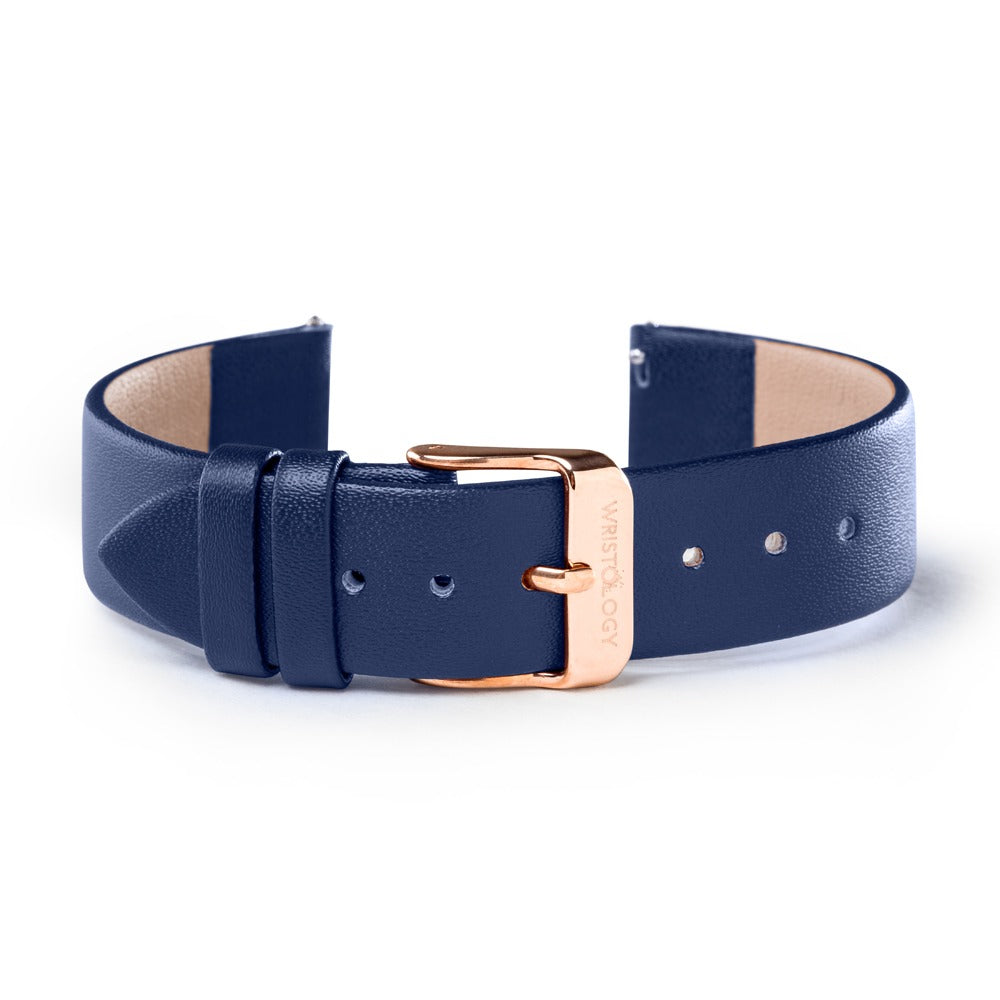 Navy Leather Band with Rose Gold buckle