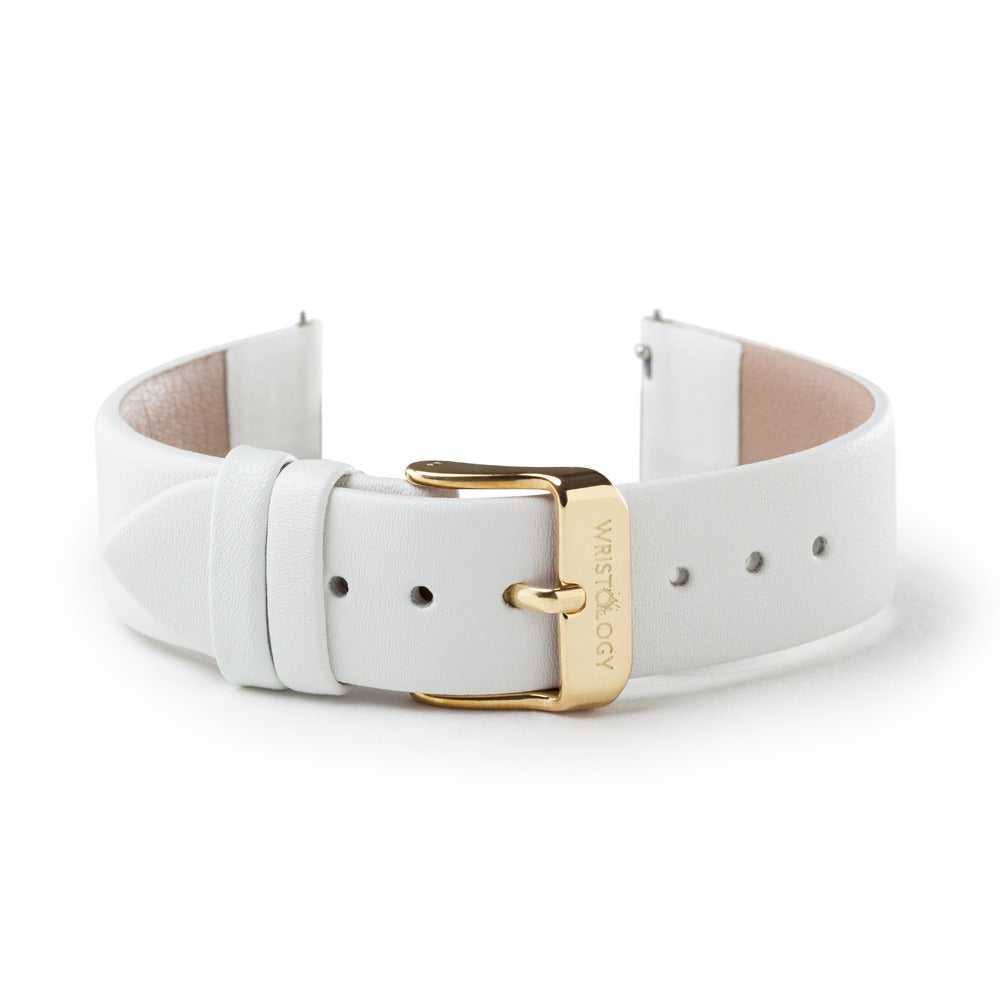 White Leather Band with Gold buckle