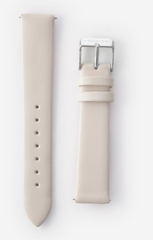 18mm Beige Off-White Leather Watch Band