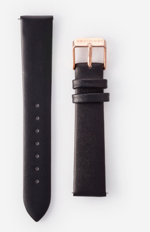 18mm Black Leather Watch Band