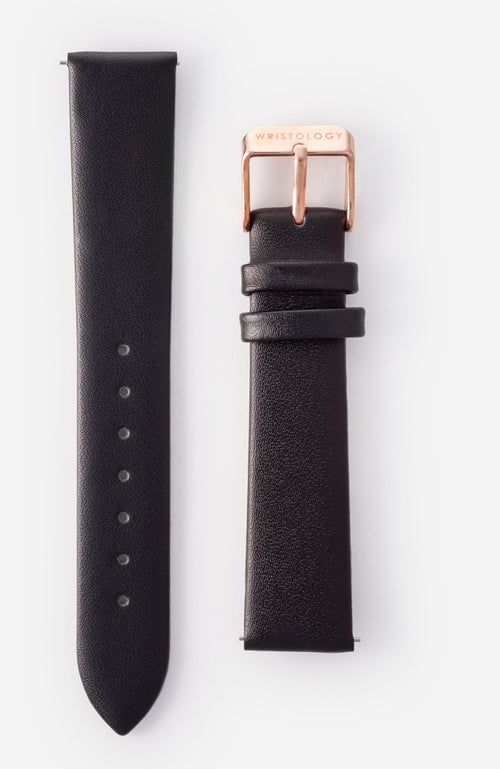 16mm Black Leather Watch Band