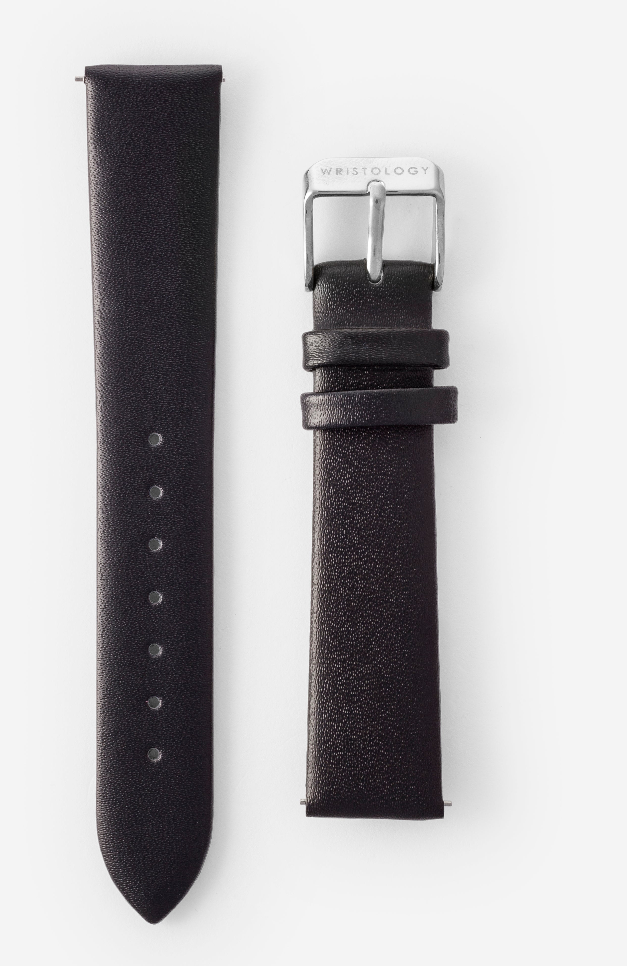 18mm Black Leather Watch Band