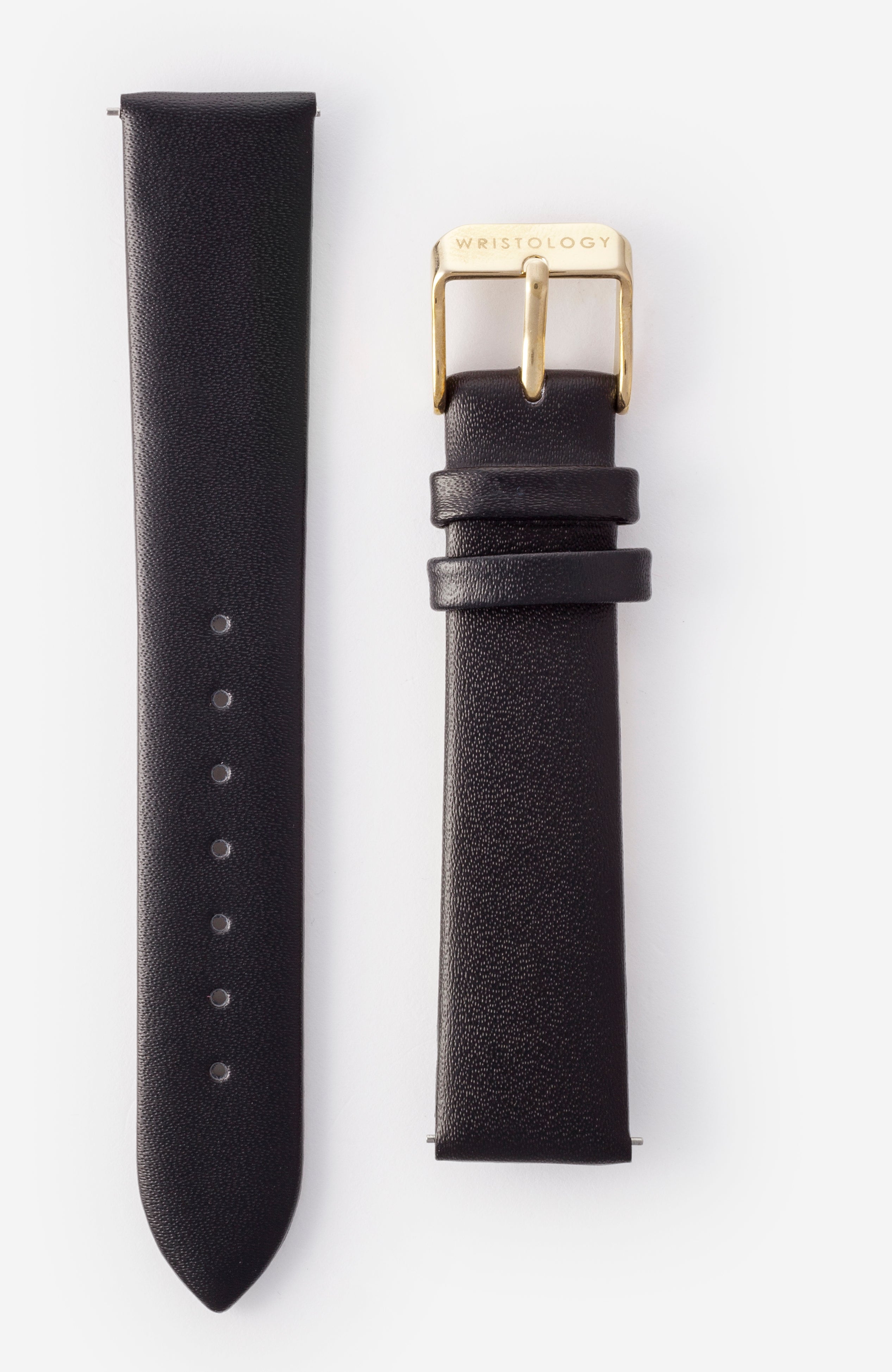 18mm Black Leather Watch Band