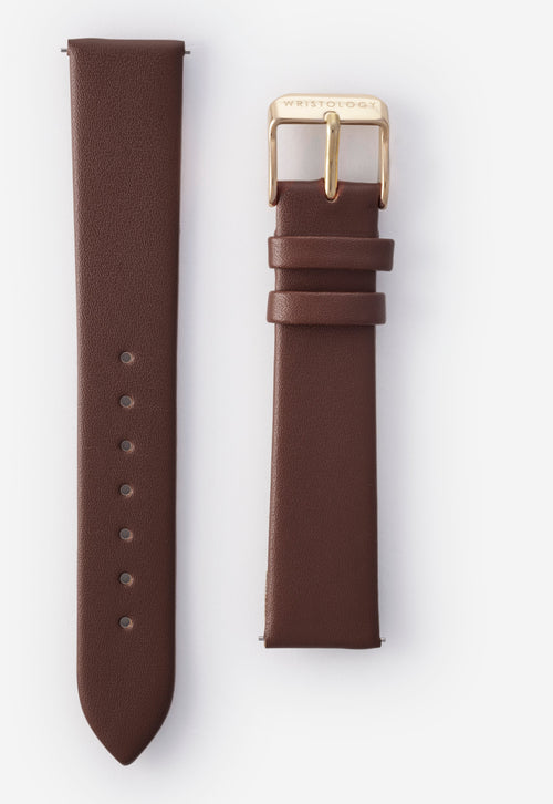 16mm Brown Leather Watch Band