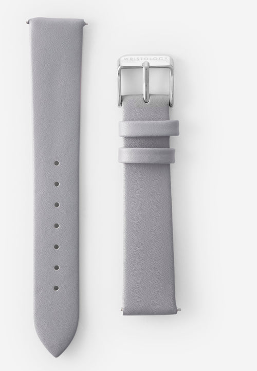 14mm Grey Leather Watch Band