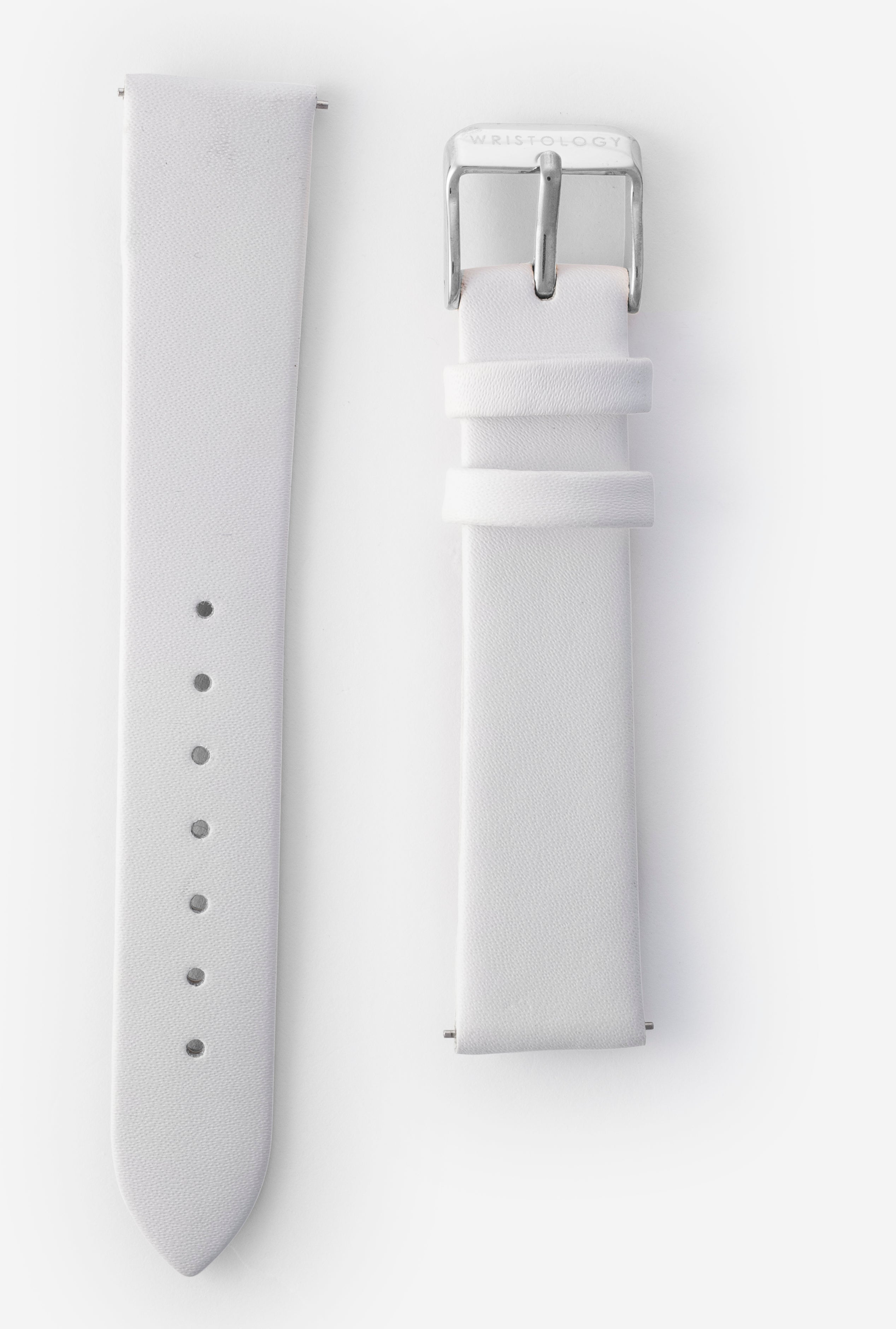 18mm White Leather Watch Band
