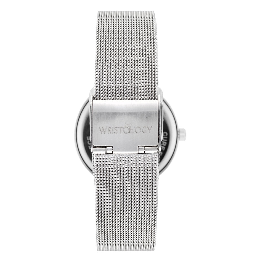 Olivia Silver Crystal Mesh Watch