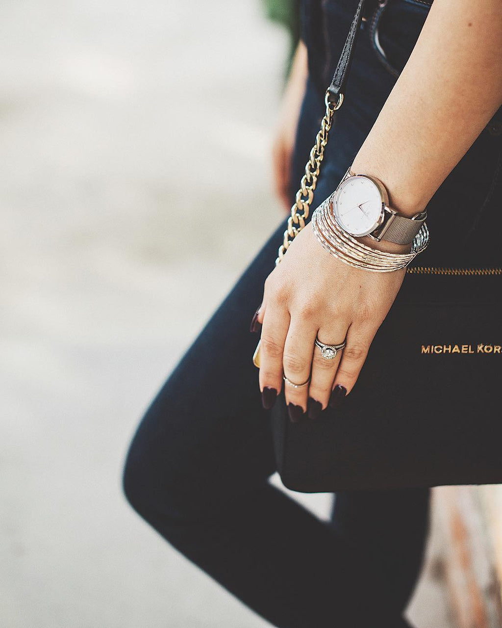 Olivia Silver Crystal Mesh Watch