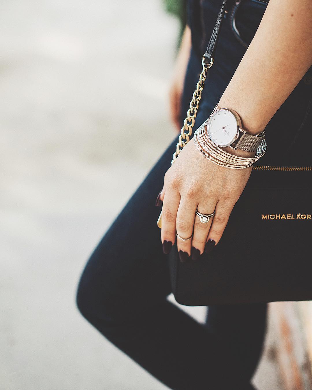 Olivia Silver Crystal Mesh Watch