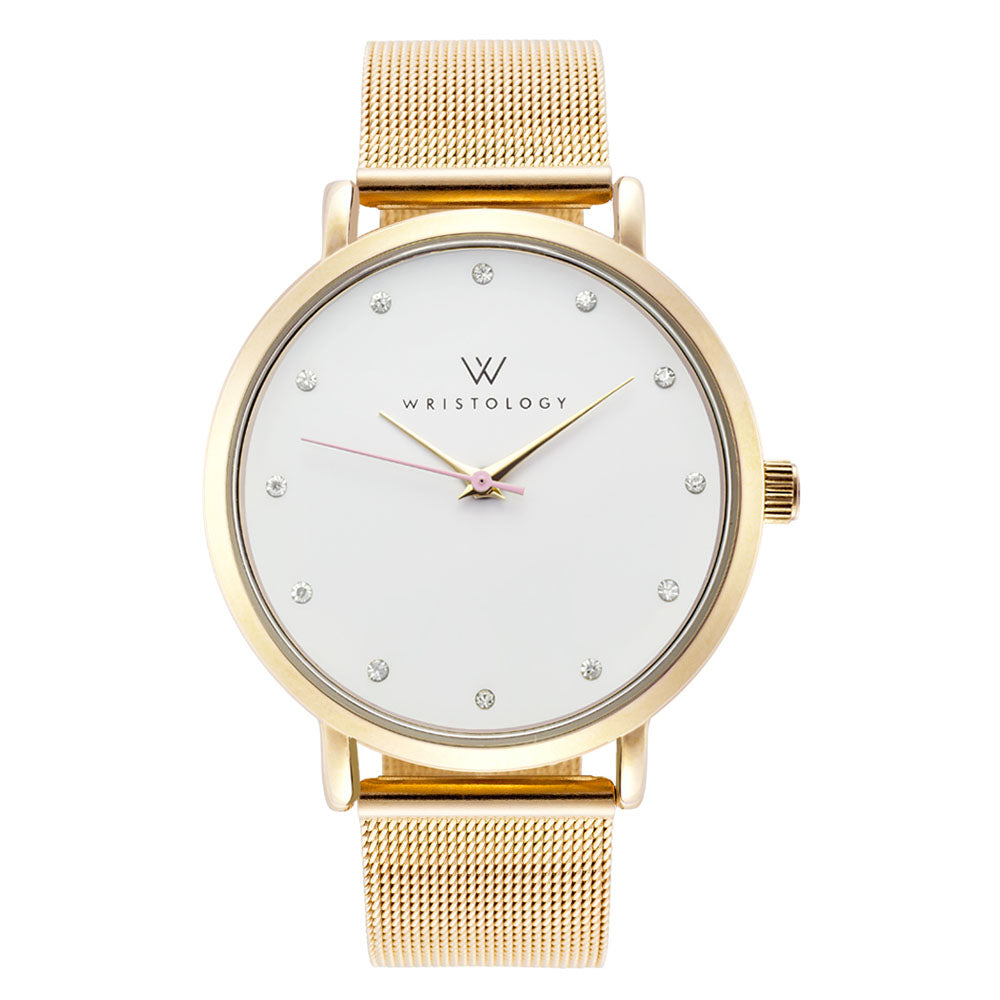 Olivia Gold Crystal Mesh Watch