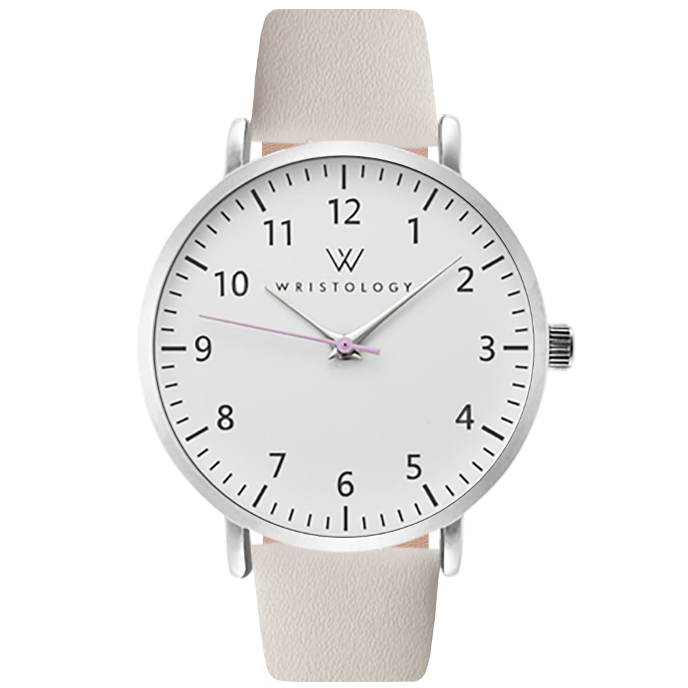 Olivia Silver Numbers Leather Watch