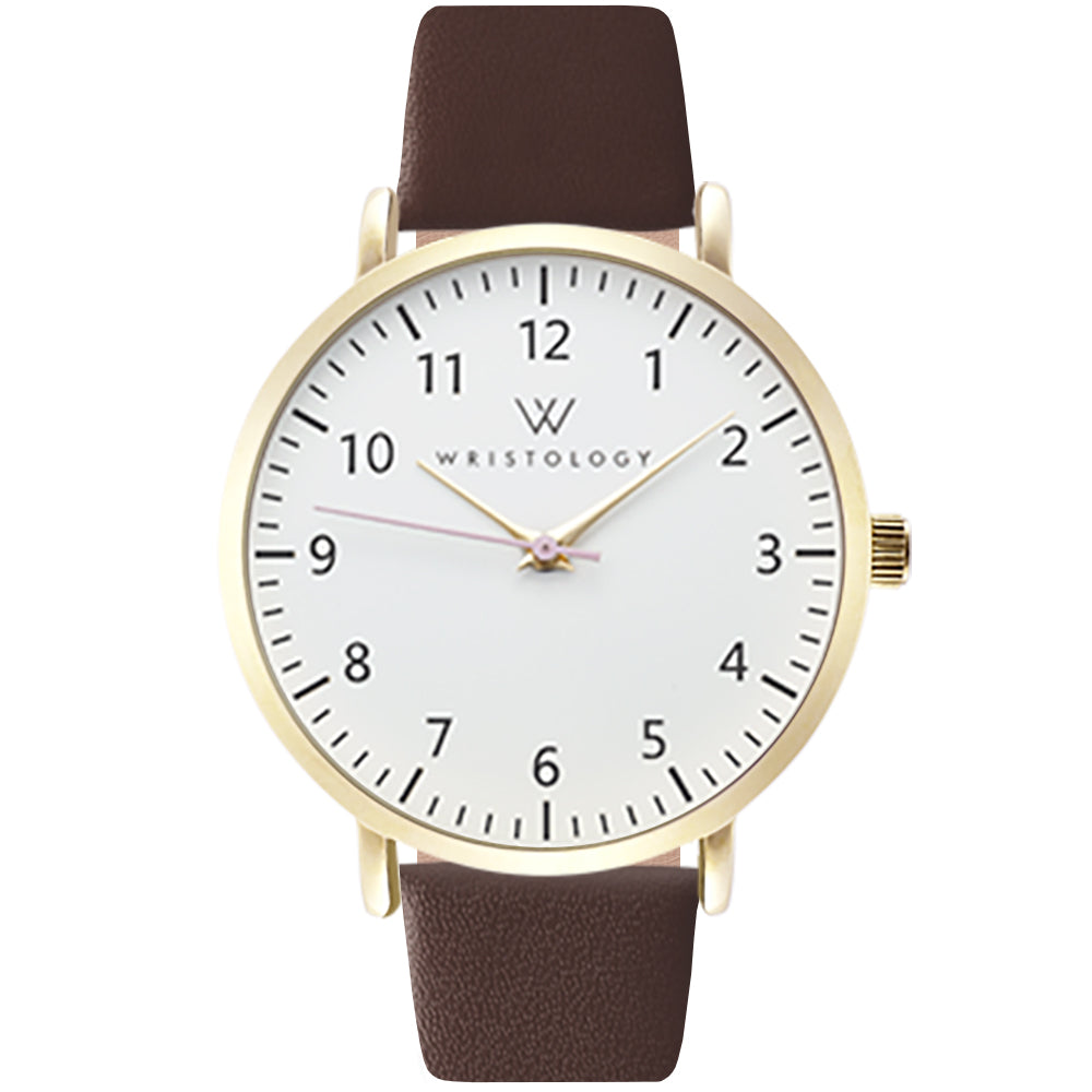 Olivia Gold Numbers Leather Watch