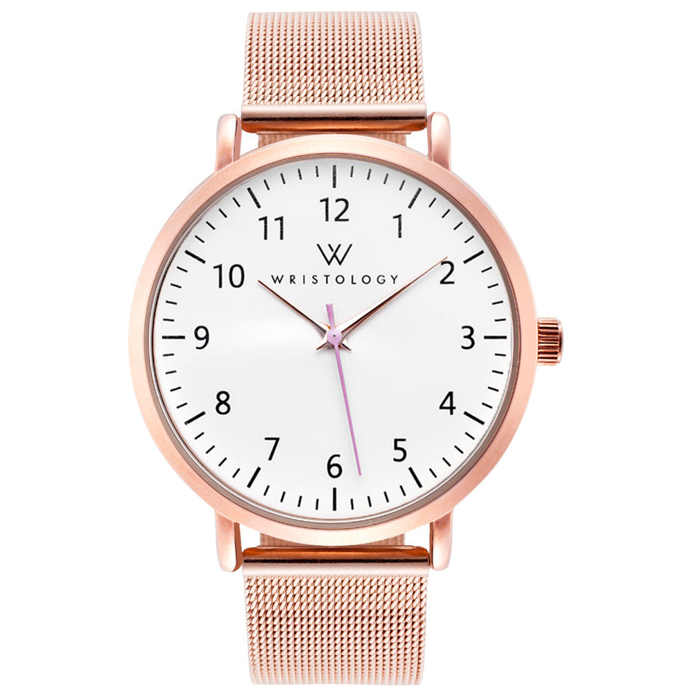 Olivia Rose Gold Numbers Metal Mesh Watch