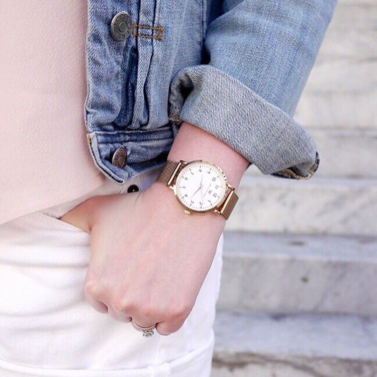 Olivia Rose Gold Numbers Metal Mesh Watch