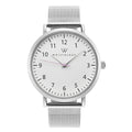 Olivia Silver Numbers Metal Mesh Watch