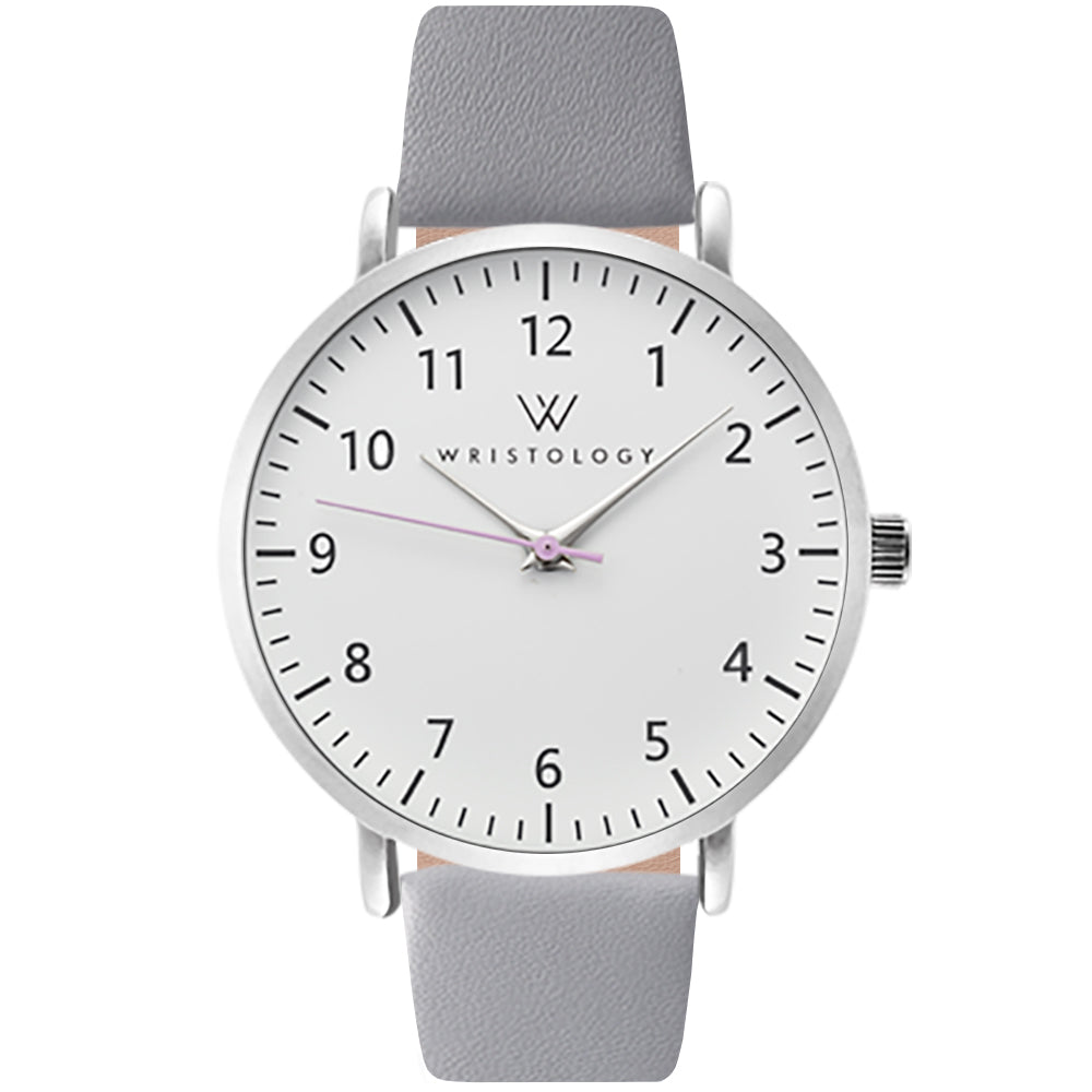 Olivia Silver Numbers Leather Watch