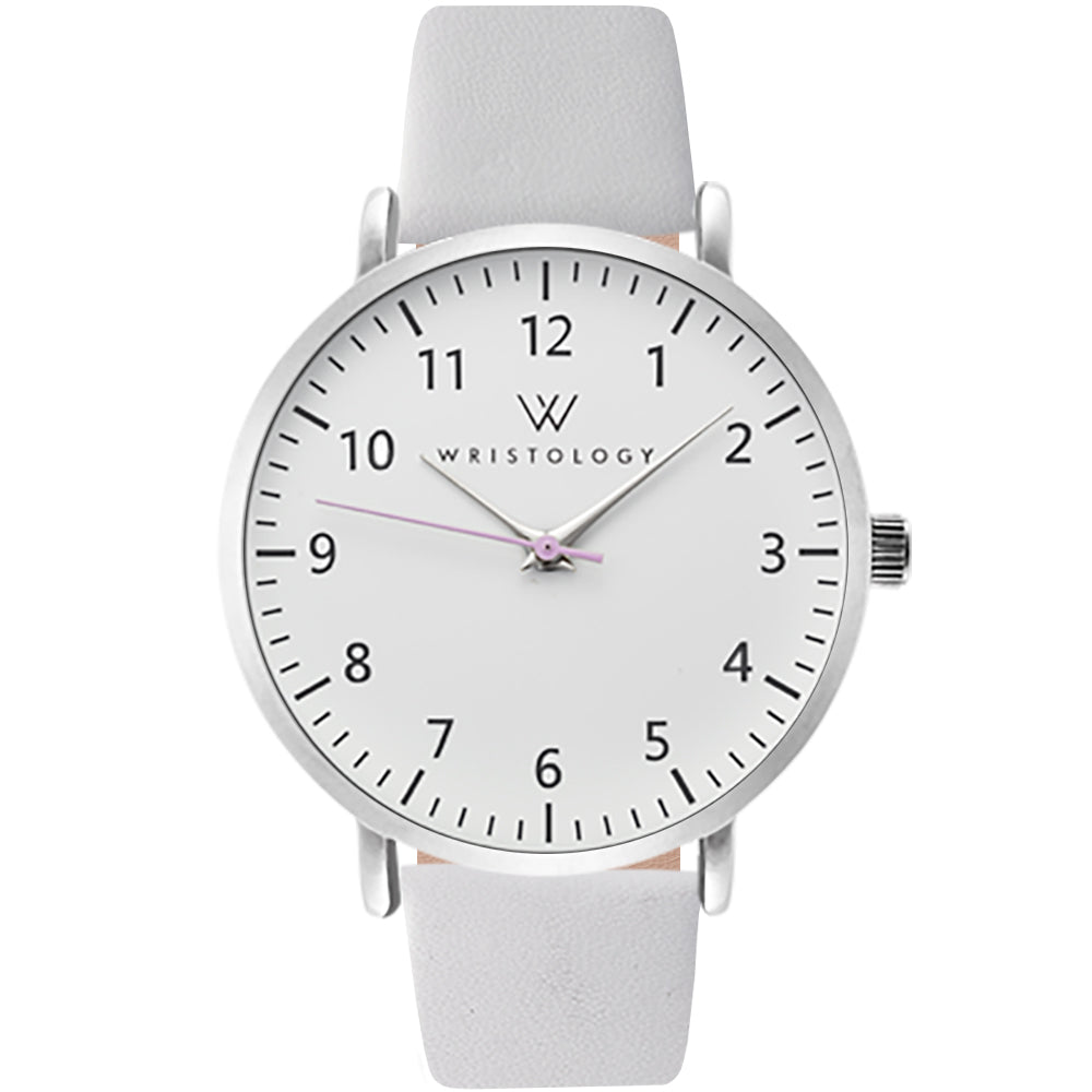 Olivia Silver Numbers Leather Watch