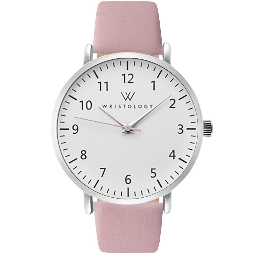 Olivia Silver Numbers Leather Watch