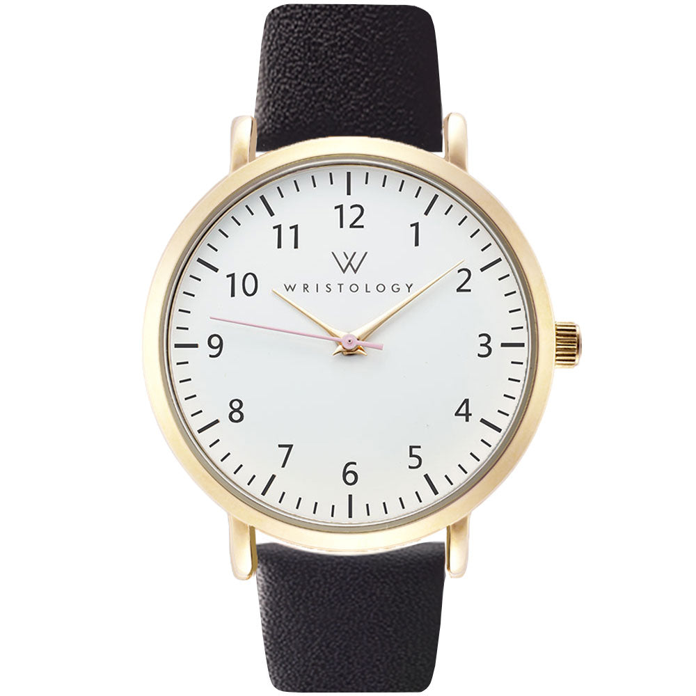Olivia Gold Numbers Leather Watch